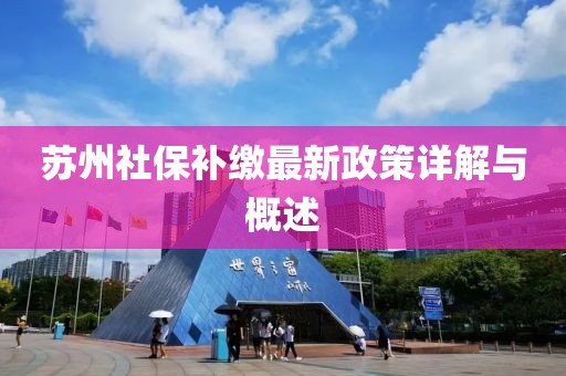 苏州社保补缴最新政策详解与概述
