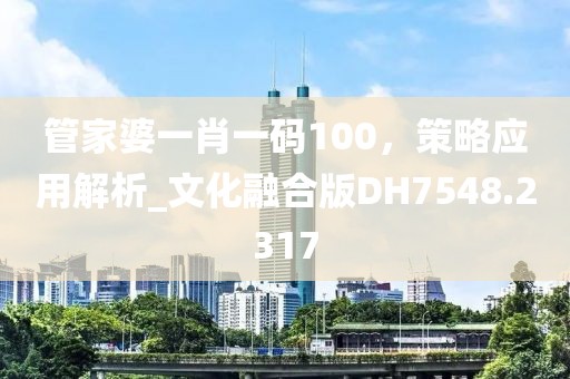 管家婆一肖一码100，策略应用解析_文化融合版DH7548.2317