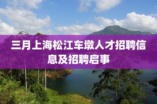 三月上海松江车墩人才招聘信息及招聘启事