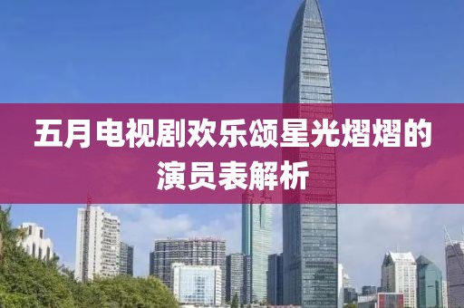 五月电视剧欢乐颂星光熠熠的演员表解析