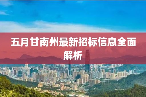 五月甘南州最新招标信息全面解析