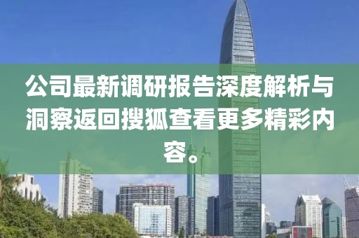 公司最新调研报告深度解析与洞察返回搜狐查看更多精彩内容。